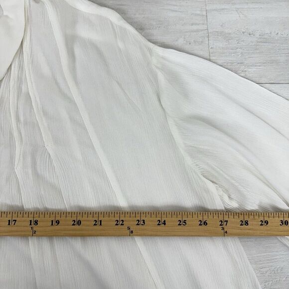 Free People OVERSIZED Tunic Top Blouse Small Ivory Flowy Button Down Long Sleeve - Picture 9 of 12